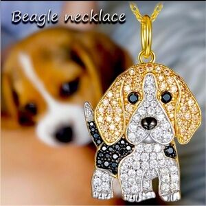 Beagle Necklace, Beagle Rhinestone Necklace, Dog Necklace, Dog Lover Gift